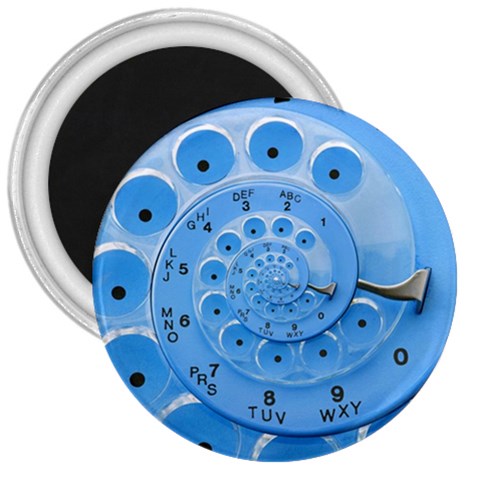 Retro Vintage Blue Rotary Dial Spiral Droste 3  Magnet from ArtsNow.com Front