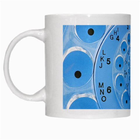 Retro Vintage Blue Rotary Dial Spiral Droste White Mug from ArtsNow.com Left