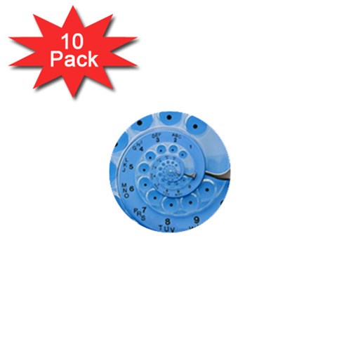 Retro Vintage Blue Rotary Dial Spiral Droste 1  Mini Button (10 pack)  from ArtsNow.com Front