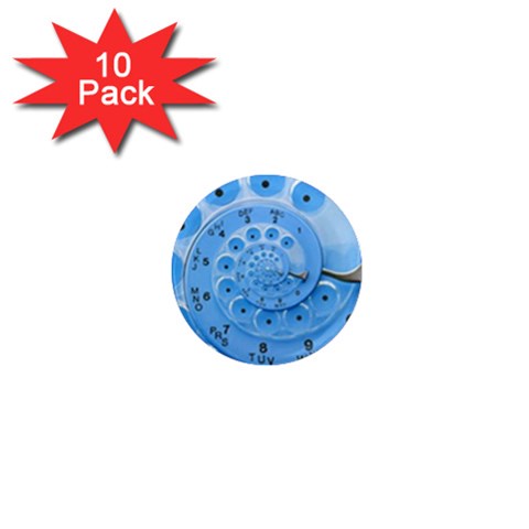 Retro Vintage Blue Rotary Dial Spiral Droste 1  Mini Magnet (10 pack)  from ArtsNow.com Front