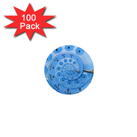 Retro Vintage Blue Rotary Dial Spiral Droste 1  Mini Magnet (100 pack)  from ArtsNow.com Front