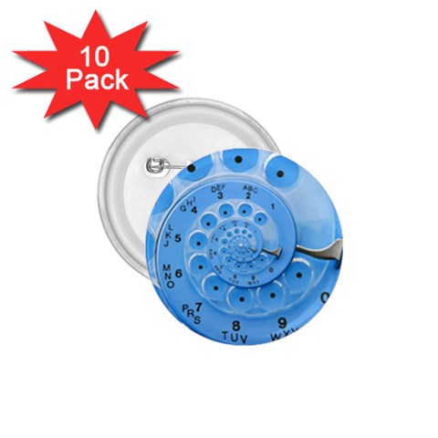 Retro Vintage Blue Rotary Dial Spiral Droste 1.75  Button (10 pack)  from ArtsNow.com Front