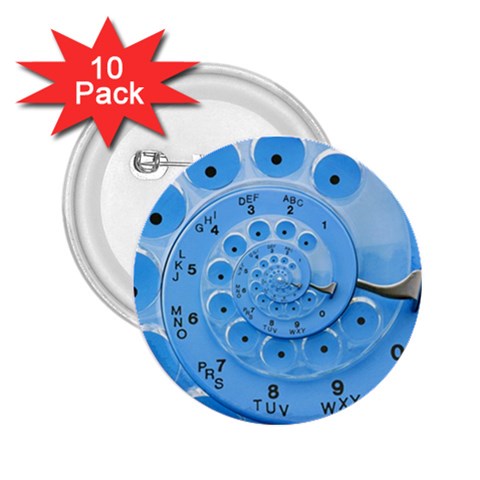 Retro Vintage Blue Rotary Dial Spiral Droste 2.25  Button (10 pack) from ArtsNow.com Front