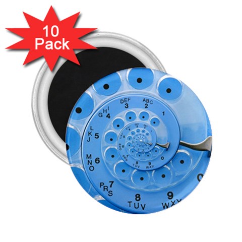 Retro Vintage Blue Rotary Dial Spiral Droste 2.25  Magnet (10 pack) from ArtsNow.com Front