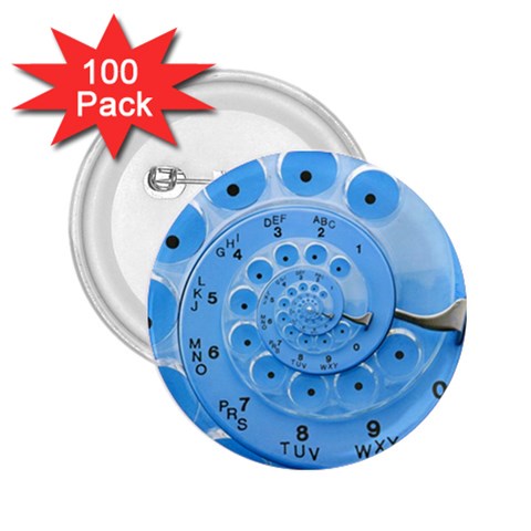 Retro Vintage Blue Rotary Dial Spiral Droste 2.25  Button (100 pack) from ArtsNow.com Front