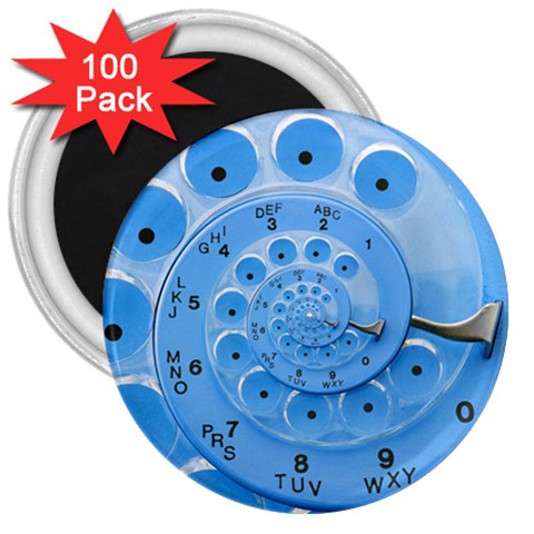 Retro Vintage Blue Rotary Dial Spiral Droste 3  Magnet (100 pack) from ArtsNow.com Front