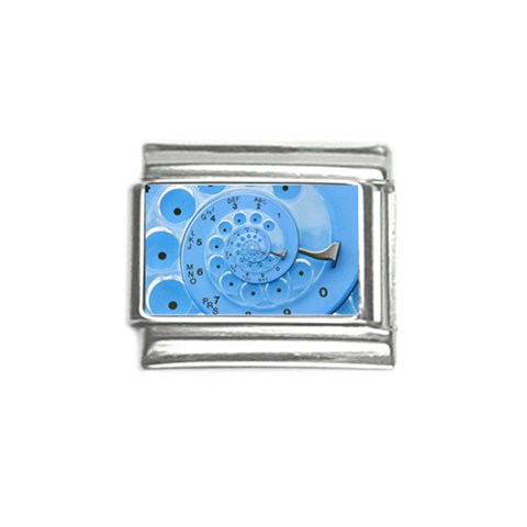 Retro Vintage Blue Rotary Dial Spiral Droste Italian Charm (9mm) from ArtsNow.com Front