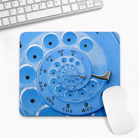 Retro Vintage Blue Rotary Dial Spiral Droste Large Mousepad from ArtsNow.com Front