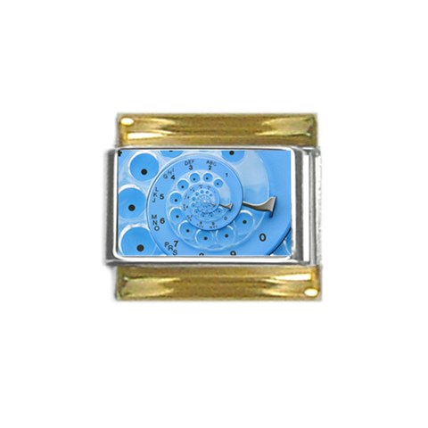 Retro Vintage Blue Rotary Dial Spiral Droste Gold Trim Italian Charm (9mm) from ArtsNow.com Front