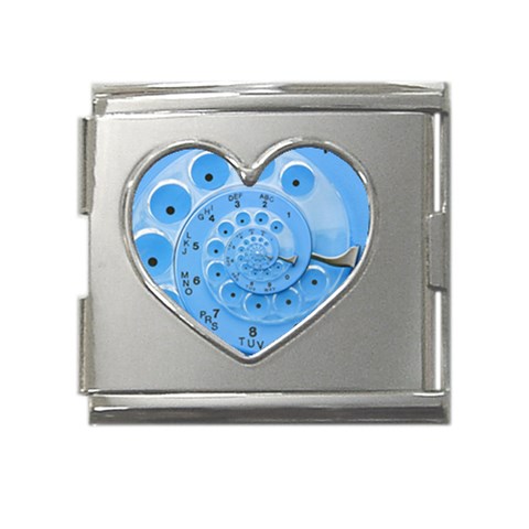 Retro Vintage Blue Rotary Dial Spiral Droste Mega Link Heart Italian Charm (18mm) from ArtsNow.com Front