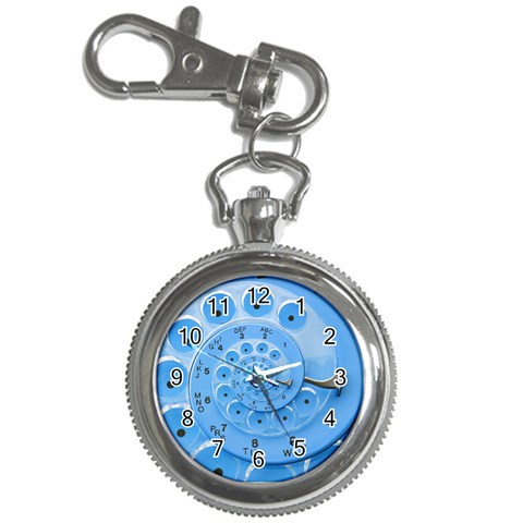 Retro Vintage Blue Rotary Dial Spiral Droste Key Chain Watch from ArtsNow.com Front