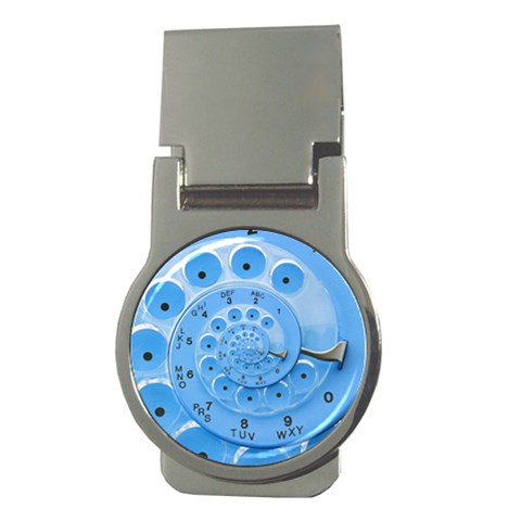 Retro Vintage Blue Rotary Dial Spiral Droste Money Clip (Round) from ArtsNow.com Front