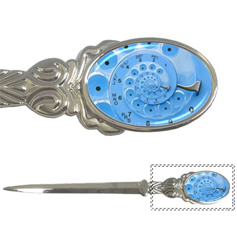 Retro Vintage Blue Rotary Dial Spiral Droste Letter Opener from ArtsNow.com Front