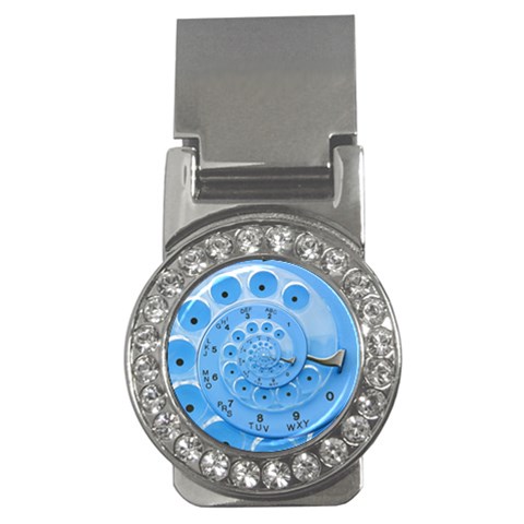 Retro Vintage Blue Rotary Dial Spiral Droste Money Clip (CZ) from ArtsNow.com Front