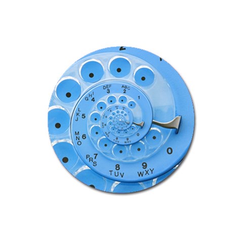 Retro Vintage Blue Rotary Dial Spiral Droste Magnet 3  (Round) from ArtsNow.com Front