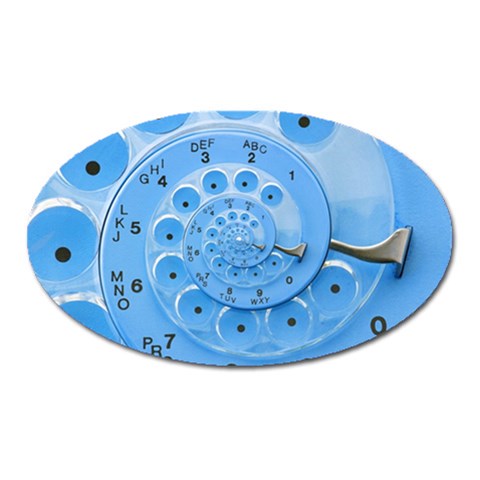 Retro Vintage Blue Rotary Dial Spiral Droste Magnet (Oval) from ArtsNow.com Front