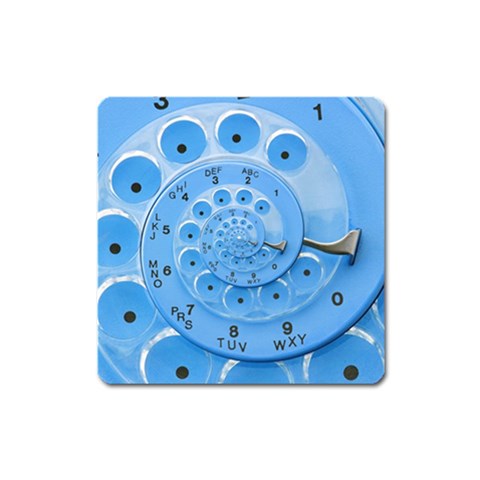 Retro Vintage Blue Rotary Dial Spiral Droste Magnet (Square) from ArtsNow.com Front