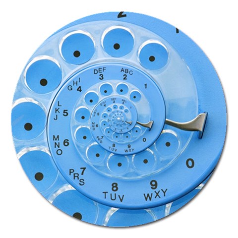 Retro Vintage Blue Rotary Dial Spiral Droste Magnet 5  (Round) from ArtsNow.com Front