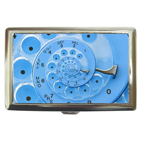 Retro Vintage Blue Rotary Dial Spiral Droste Cigarette Money Case from ArtsNow.com Front