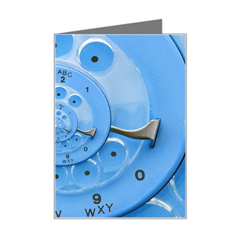 Retro Vintage Blue Rotary Dial Spiral Droste Mini Greeting Card from ArtsNow.com Left