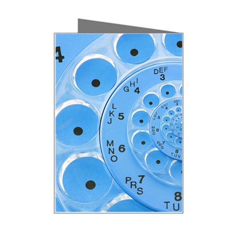 Retro Vintage Blue Rotary Dial Spiral Droste Mini Greeting Card from ArtsNow.com Right