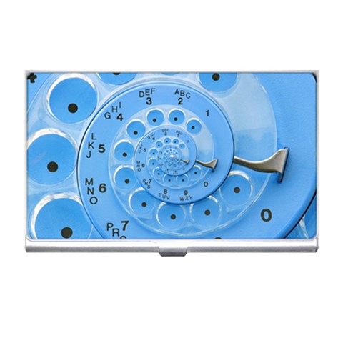 Retro Vintage Blue Rotary Dial Spiral Droste Business Card Holder from ArtsNow.com Front