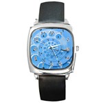 Retro Vintage Blue Rotary Dial Spiral Droste Square Metal Watch