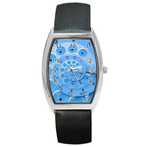 Retro Vintage Blue Rotary Dial Spiral Droste Barrel Style Metal Watch from ArtsNow.com Front