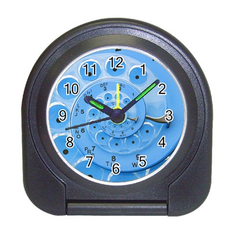 Retro Vintage Blue Rotary Dial Spiral Droste Travel Alarm Clock from ArtsNow.com Front