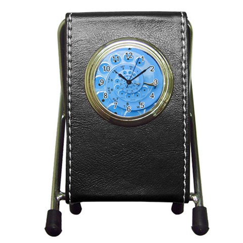 Retro Vintage Blue Rotary Dial Spiral Droste Pen Holder Desk Clock from ArtsNow.com Front