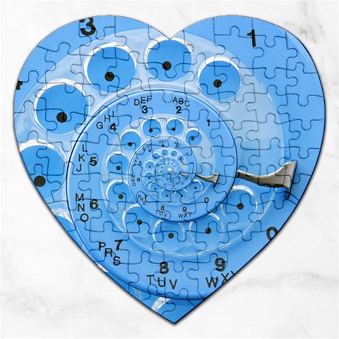 Retro Vintage Blue Rotary Dial Spiral Droste Jigsaw Puzzle (Heart) from ArtsNow.com Front