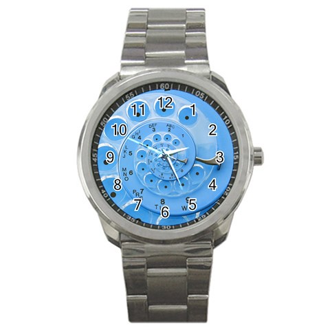 Retro Vintage Blue Rotary Dial Spiral Droste Sport Metal Watch from ArtsNow.com Front