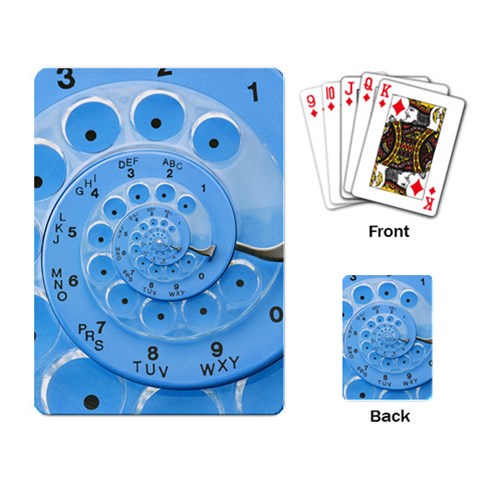 Retro Vintage Blue Rotary Dial Spiral Droste Playing Cards Single Design from ArtsNow.com Back