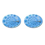 Retro Vintage Blue Rotary Dial Spiral Droste Cufflinks (Oval)