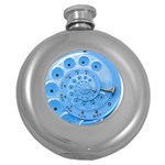 Retro Vintage Blue Rotary Dial Spiral Droste Hip Flask (5 oz)