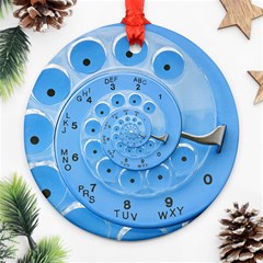 Retro Vintage Blue Rotary Dial Spiral Droste Round Ornament (Two Sides) from ArtsNow.com Front