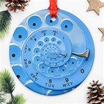 Retro Vintage Blue Rotary Dial Spiral Droste Round Ornament (Two Sides)