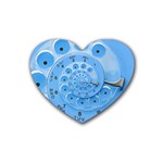 Retro Vintage Blue Rotary Dial Spiral Droste Rubber Coaster (Heart)