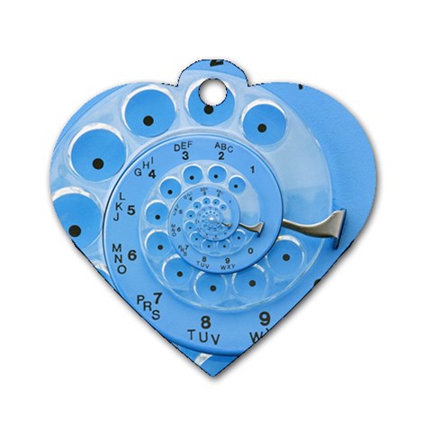 Retro Vintage Blue Rotary Dial Spiral Droste Dog Tag Heart (One Side) from ArtsNow.com Front