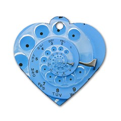 Retro Vintage Blue Rotary Dial Spiral Droste Dog Tag Heart (Two Sides) from ArtsNow.com Front