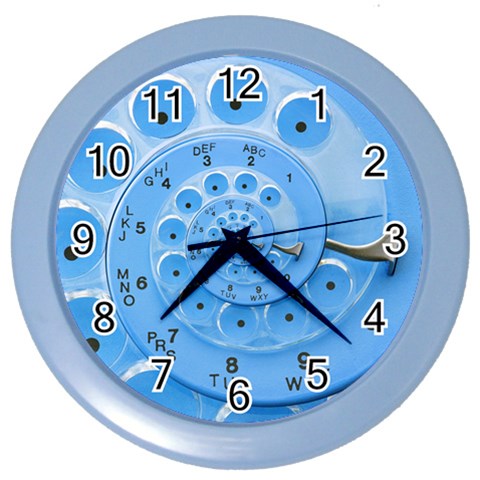 Retro Vintage Blue Rotary Dial Spiral Droste Color Wall Clock from ArtsNow.com Front