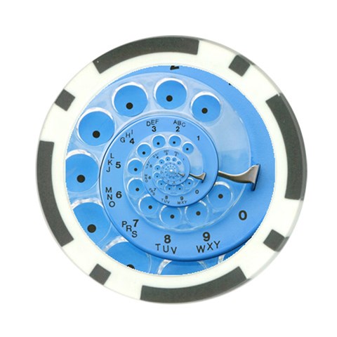 Retro Vintage Blue Rotary Dial Spiral Droste Poker Chip Card Guard from ArtsNow.com Front