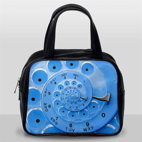 Retro Vintage Blue Rotary Dial Spiral Droste Classic Handbag (Two Sides) from ArtsNow.com Back