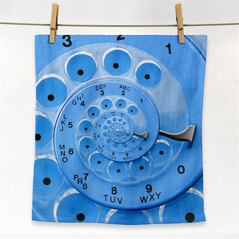 Retro Vintage Blue Rotary Dial Spiral Droste Face Towel from ArtsNow.com Front