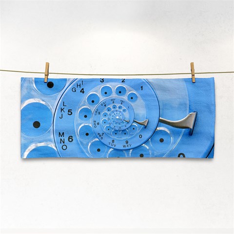 Retro Vintage Blue Rotary Dial Spiral Droste Hand Towel from ArtsNow.com Front