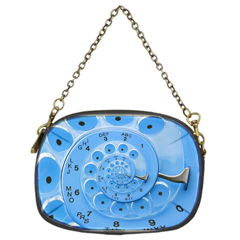 Retro Vintage Blue Rotary Dial Spiral Droste Chain Purse (One Side) from ArtsNow.com Front