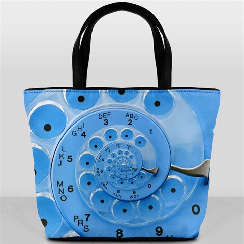 Retro Vintage Blue Rotary Dial Spiral Droste Bucket Bag from ArtsNow.com Front