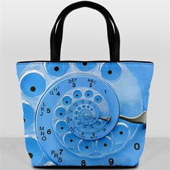 Retro Vintage Blue Rotary Dial Spiral Droste Bucket Bag from ArtsNow.com Back