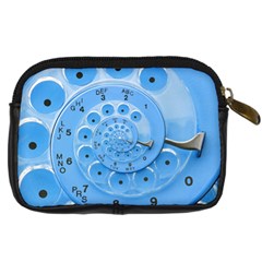 Retro Vintage Blue Rotary Dial Spiral Droste Digital Camera Leather Case from ArtsNow.com Back