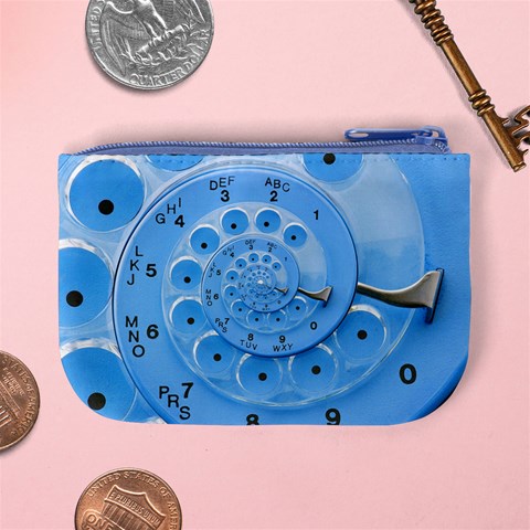 Retro Vintage Blue Rotary Dial Spiral Droste Mini Coin Purse from ArtsNow.com Back